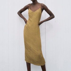 NWT Zara Olive Slip Midi Dress